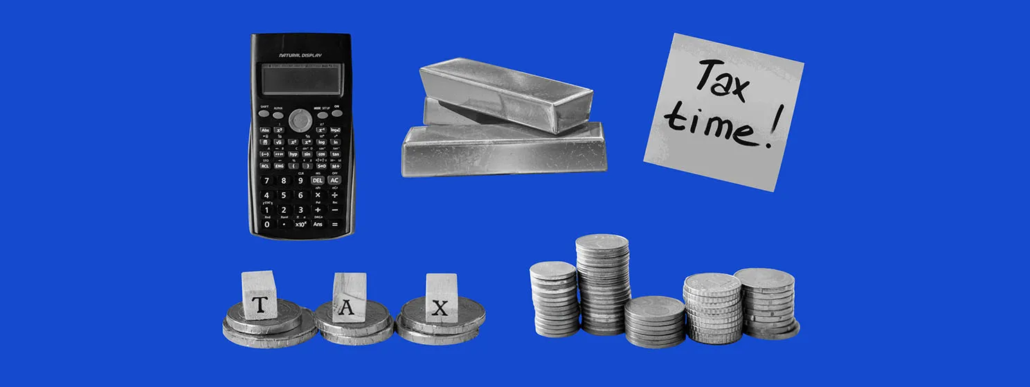 Finance and tax objects collage