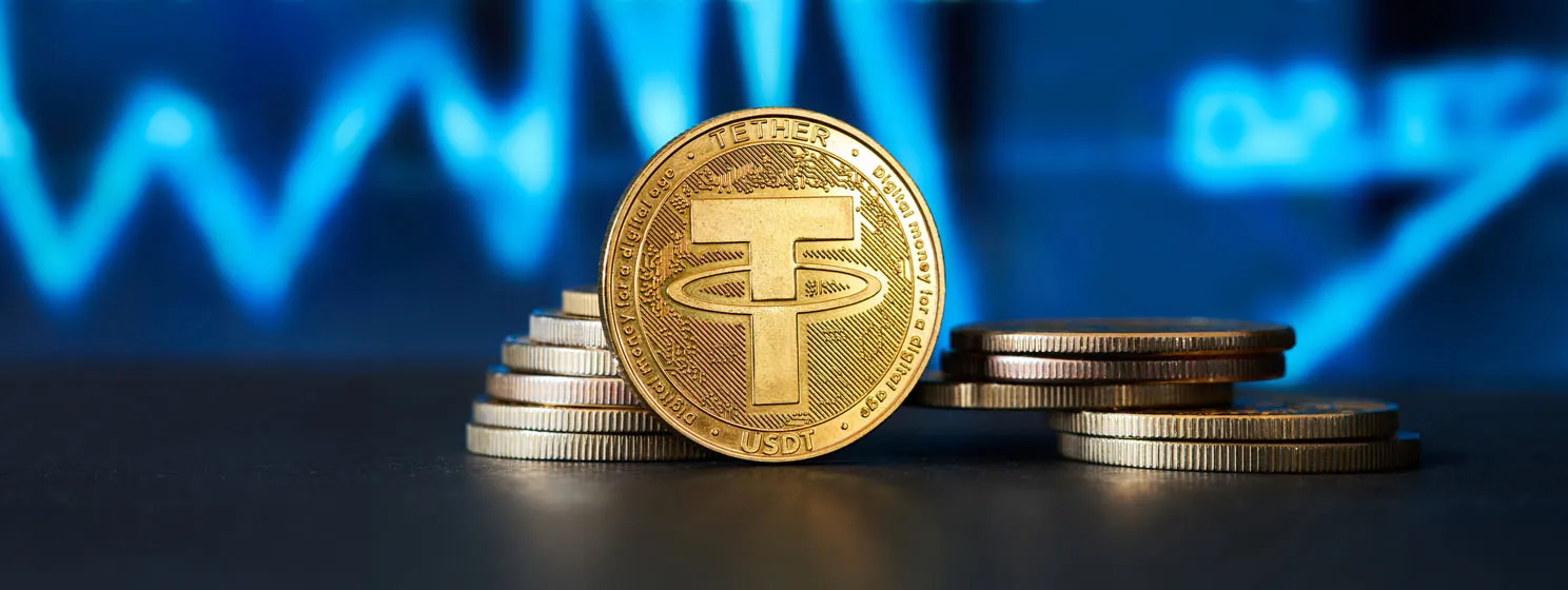 Tether coins over finance chart