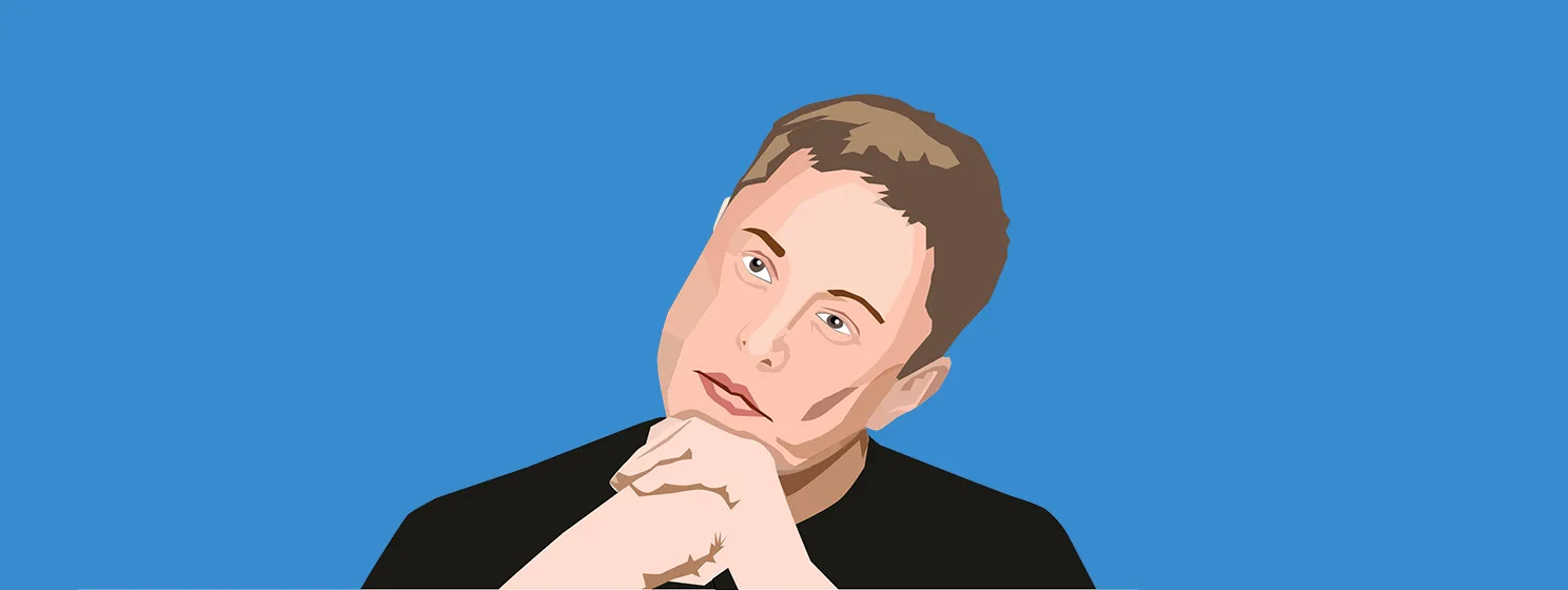 Cartoon portrait of Elon Musk