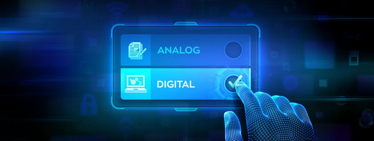 Analog or Digital choice concept concept background