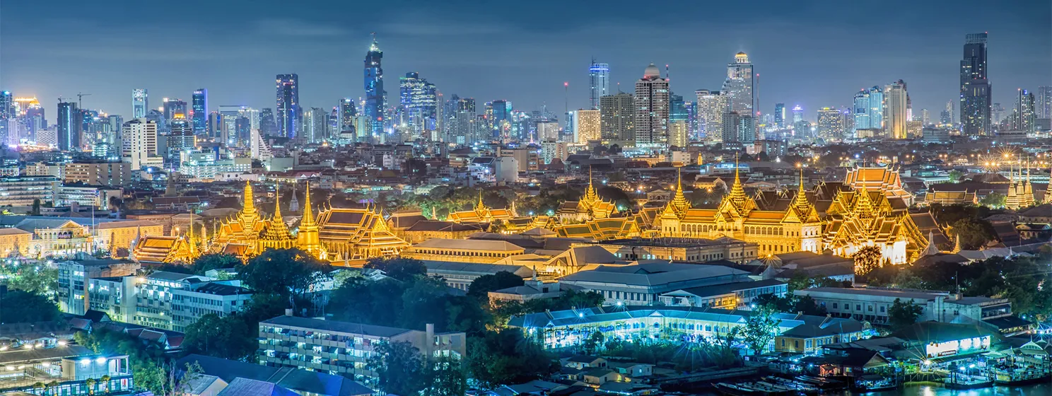 Grand palace at twilight in Bangkok