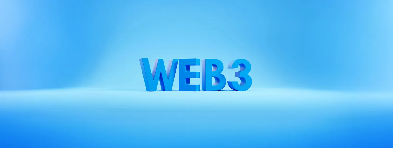 web3 3d word on blue bakcground