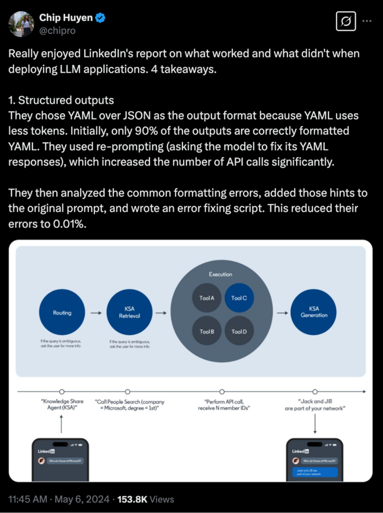 Chip Huyen X post LinkedIn LLM applications