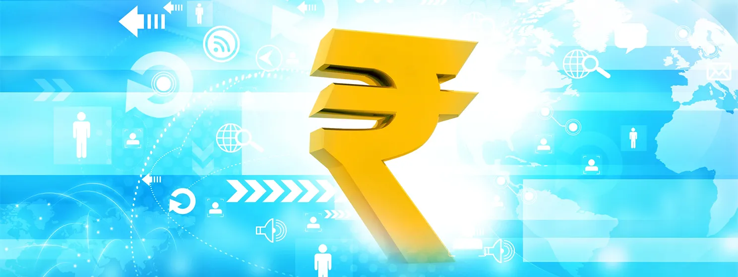 Indian Rupee on Stock Market background