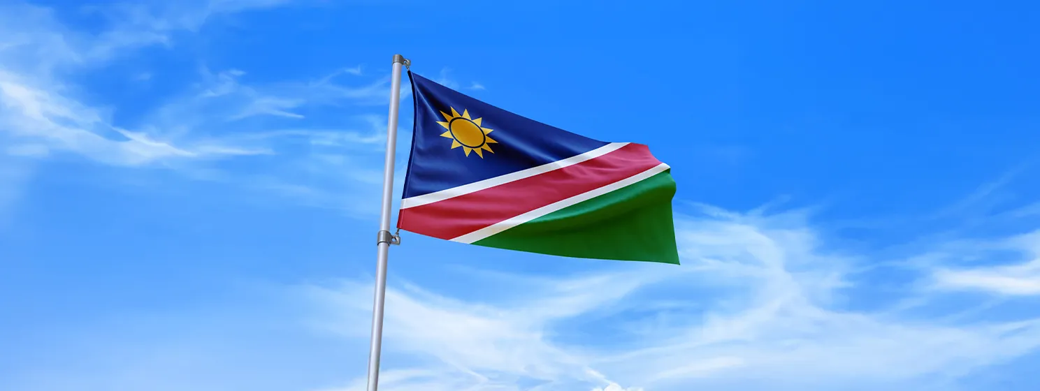 Namibia flag waving in the wind