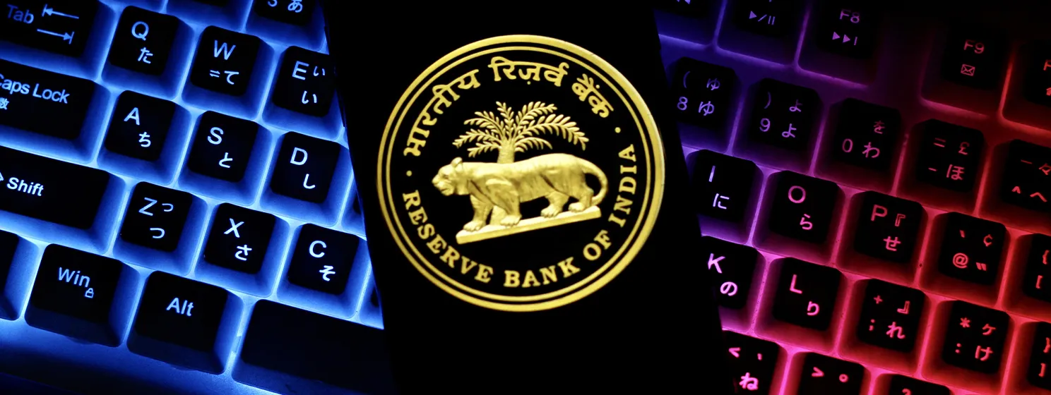 Logo of Reserve Bank of India ona mobile screen