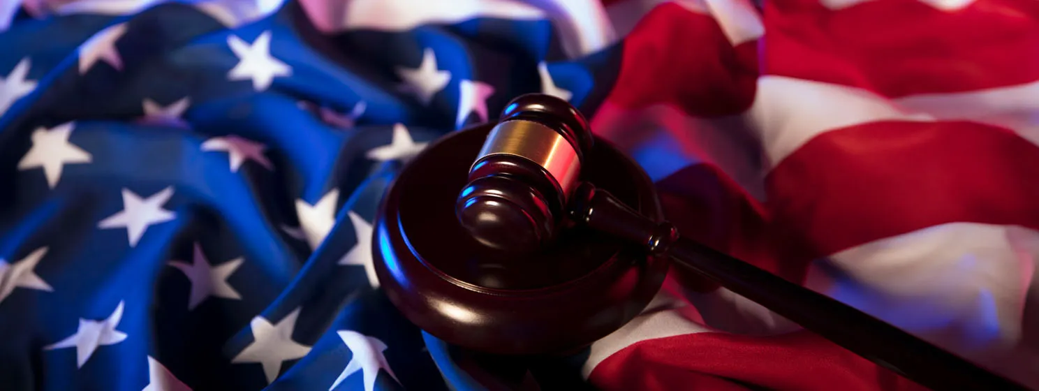 Judge hammer over US flag