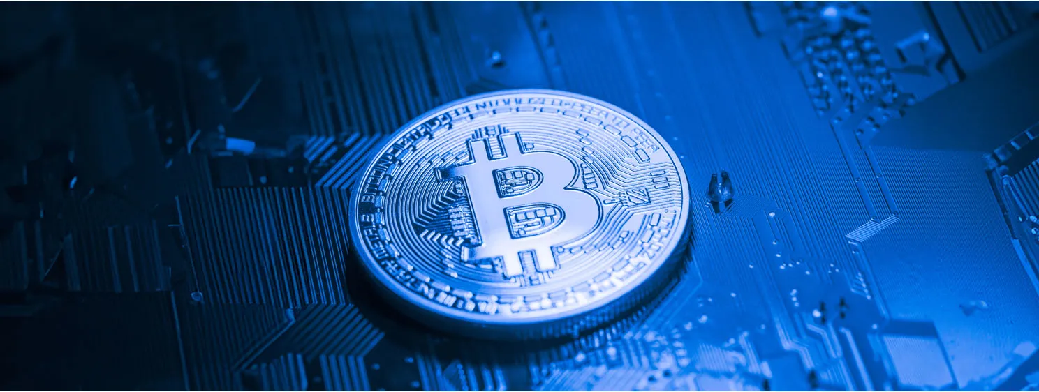Close up of Bitcoin money mining