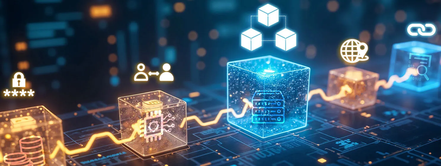 Blockchain cubes abstract hologram