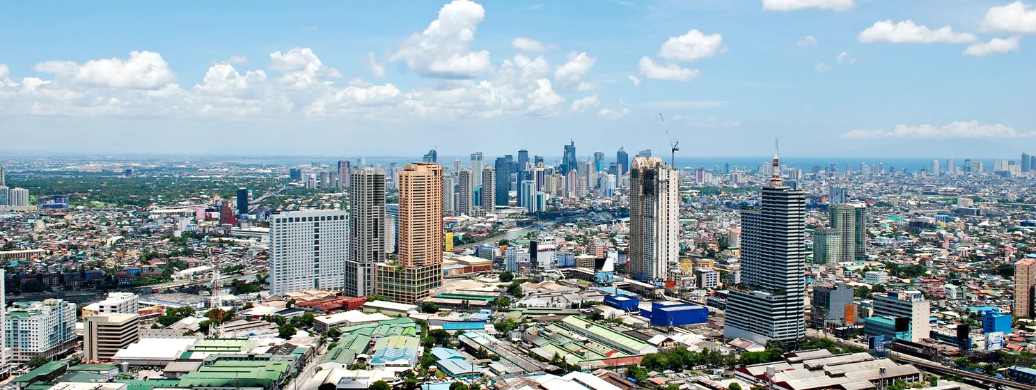 Sunny Aerial City View of Manila