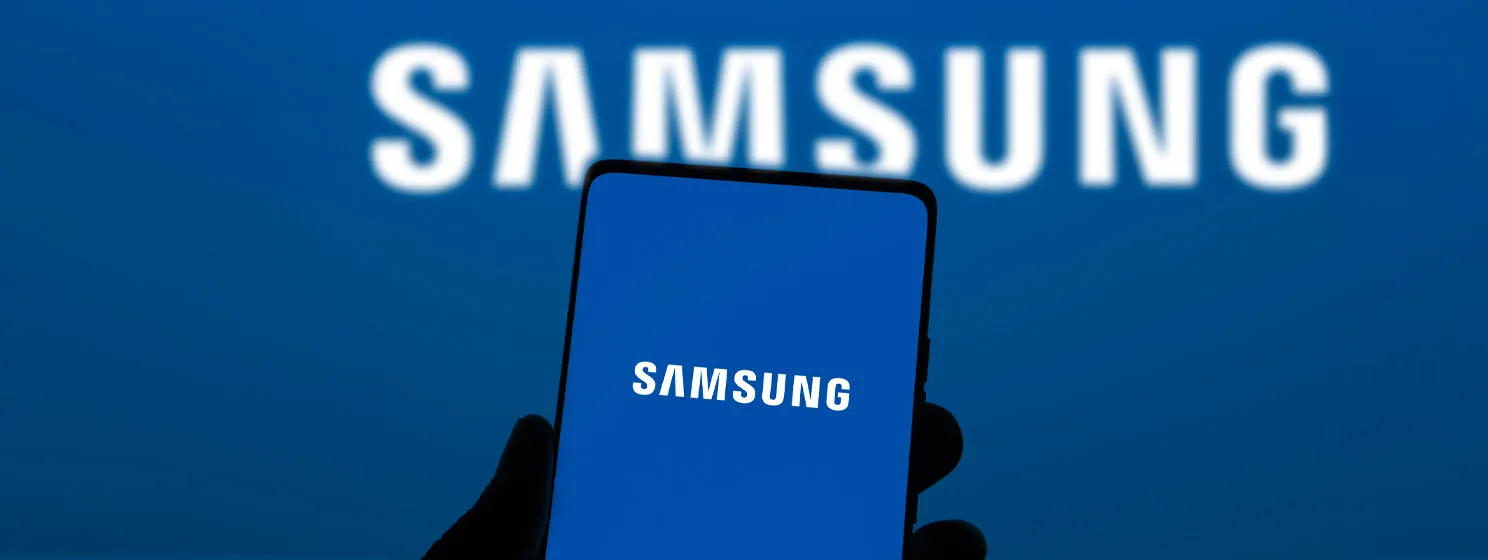 Samsung logo on smartphone