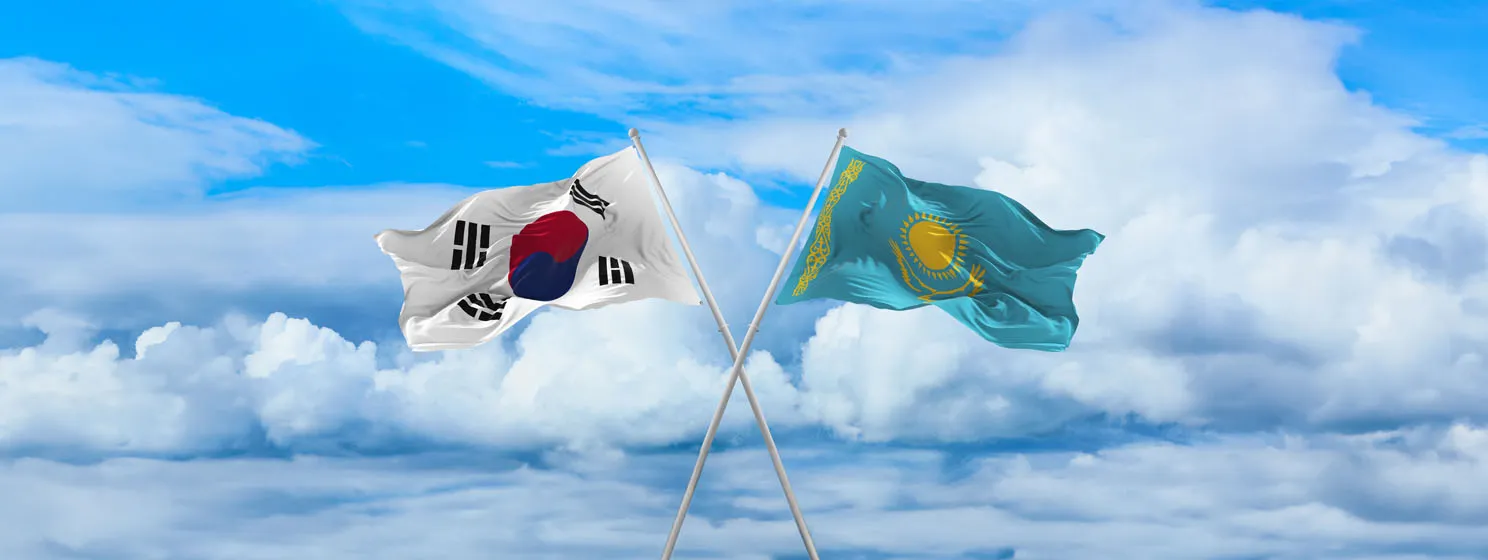 Flags of South Korea and Kazakhstan