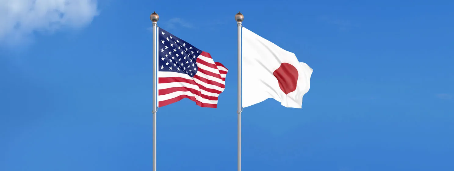 USA and Japan flags