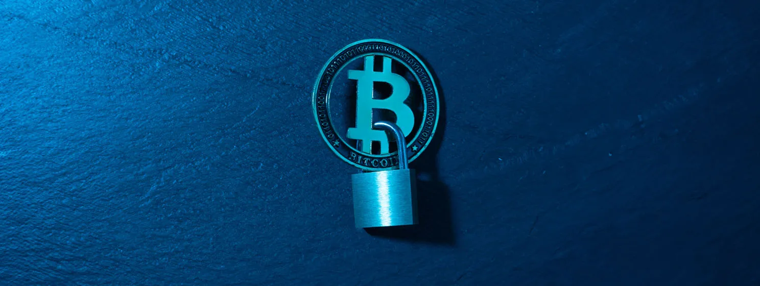 Bitcoin security concept, Cryptocurrency protection symbol