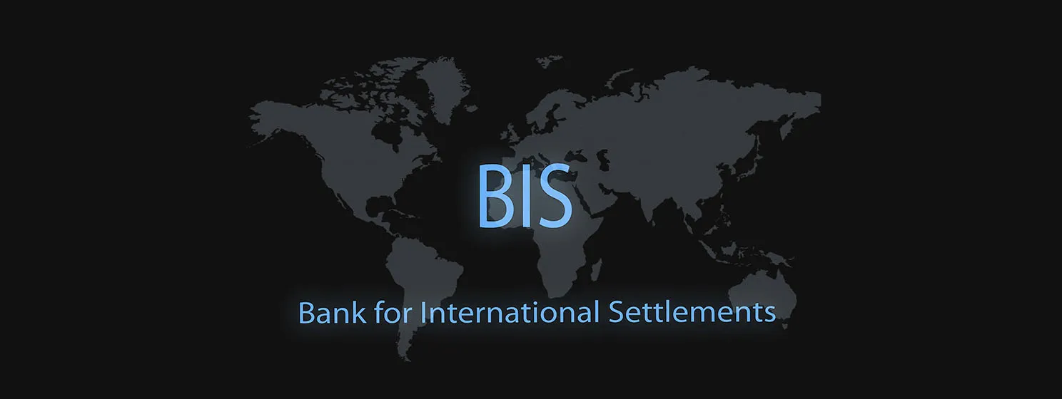 Bank for International Settlements texts over world map