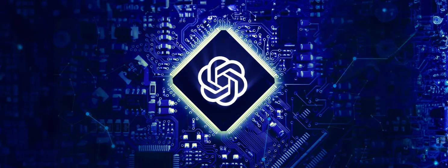 ChatGPT OpenAI logo on circuit board