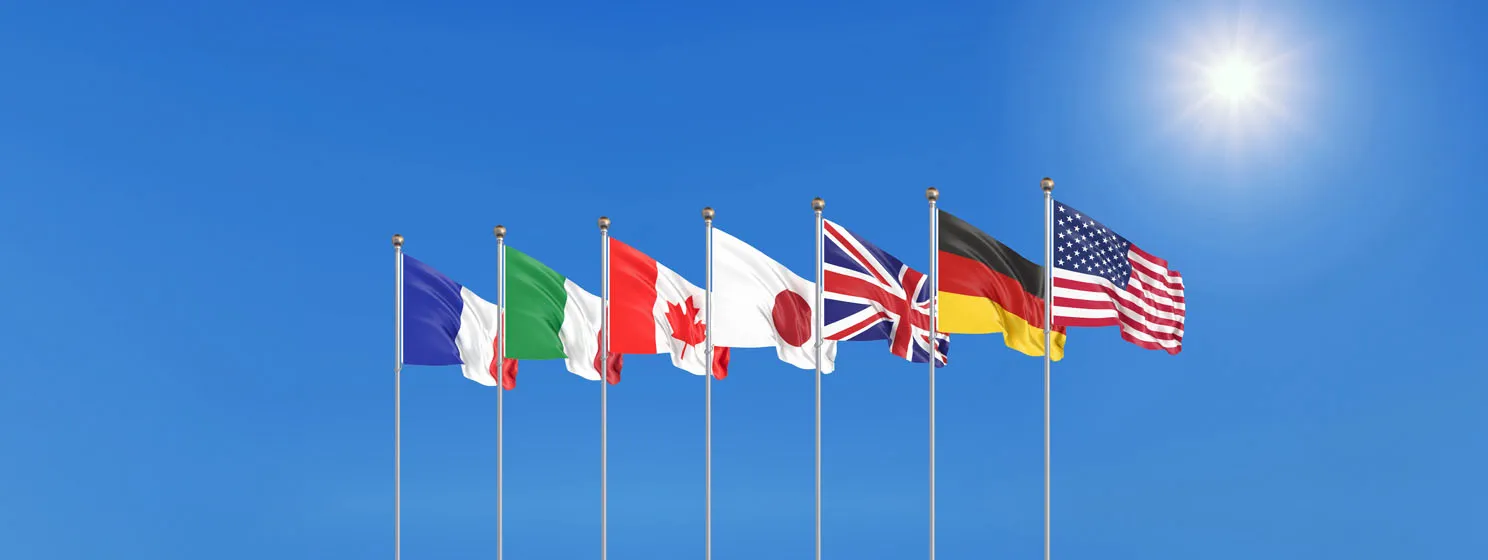 Group of Seven : Canada, USA states, Germany, Italy, France, Japan, UK
