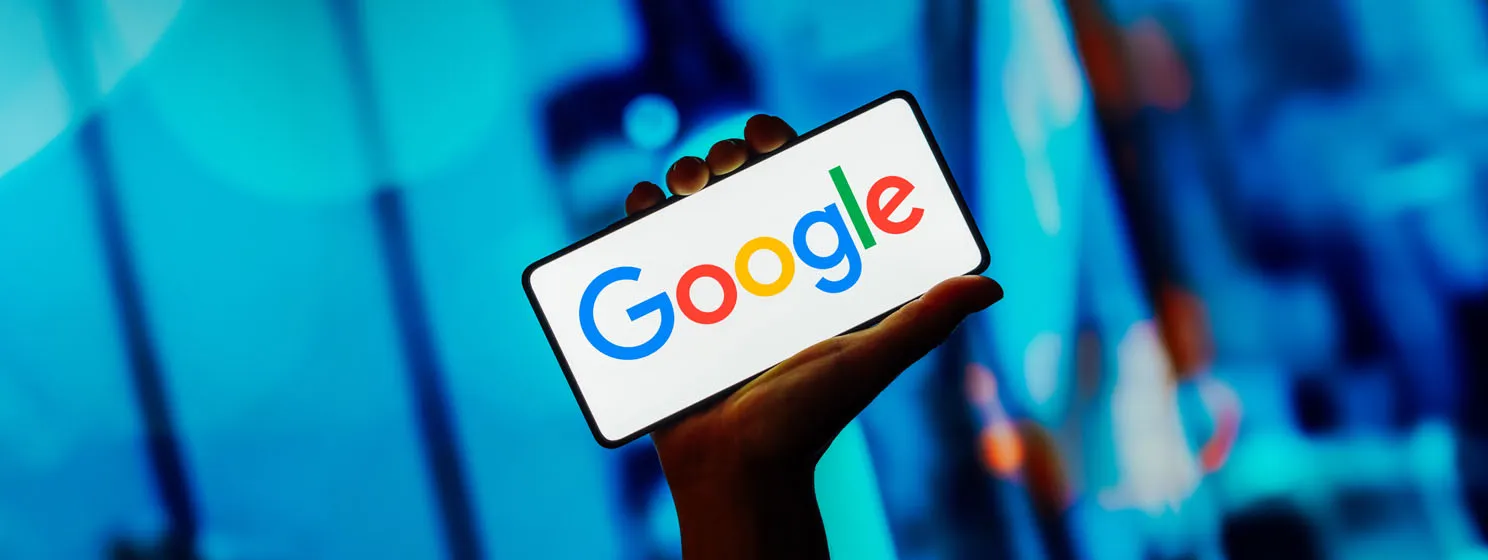 Google logo is displayed on a smartphone screen