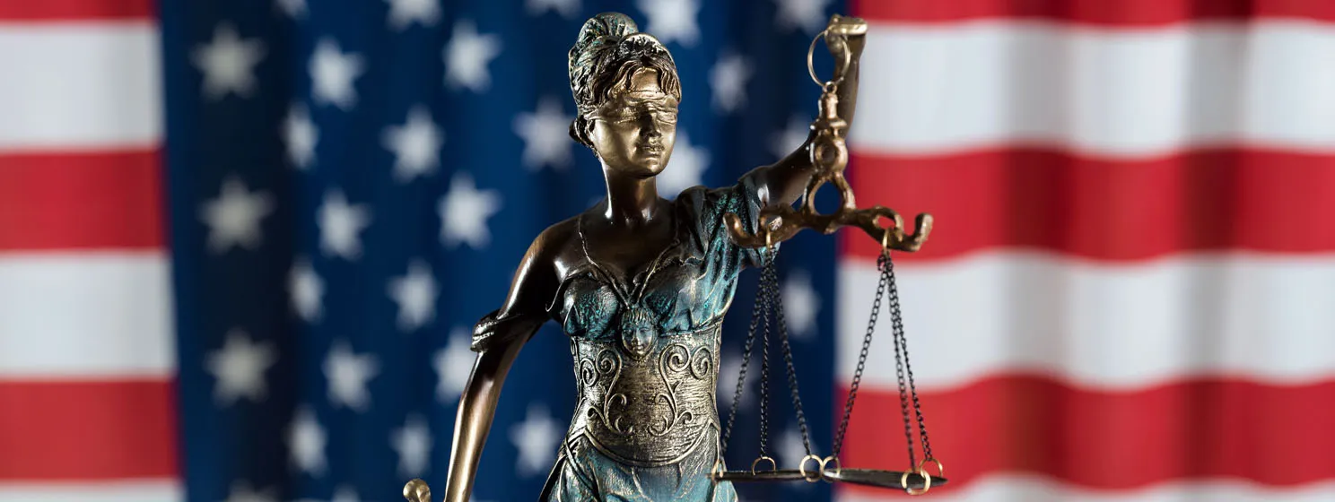 Courtroom theme over USA flag
