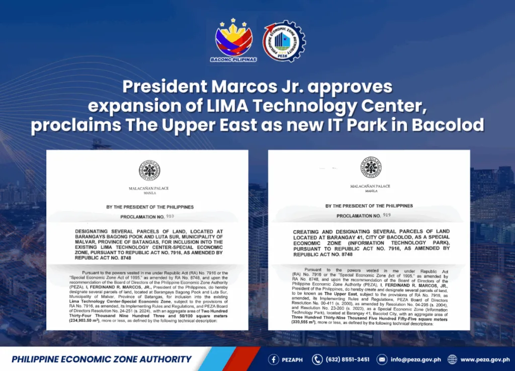 PEZA - Proclamation no. 910 and 919 - President Ferdinand Marcos Jr.