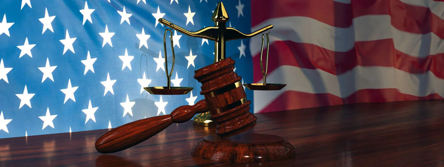 Judge Gavel, Scale Of Justice With American