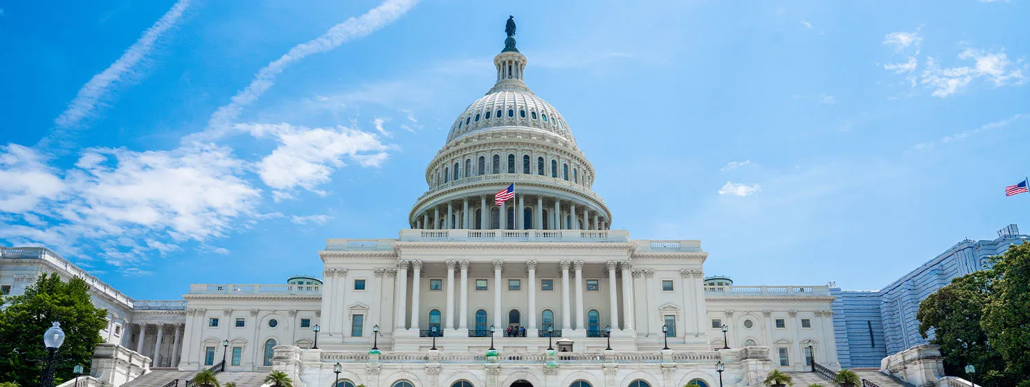 The United States Capitol in Washington, DC facade