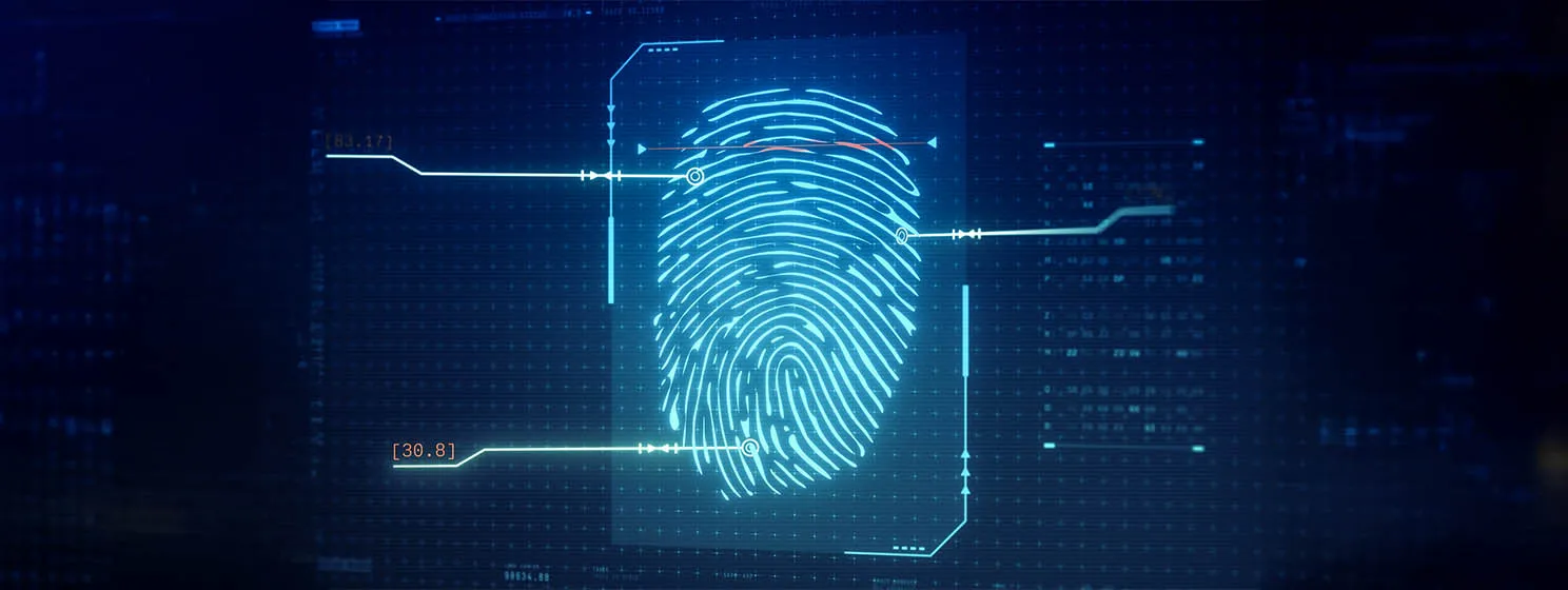 Biometric digital technology, fingerprint scanner.