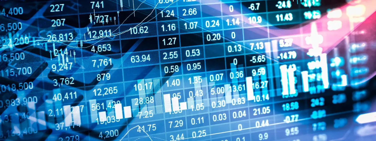 Graph of stock market data and financial with stock analysis.