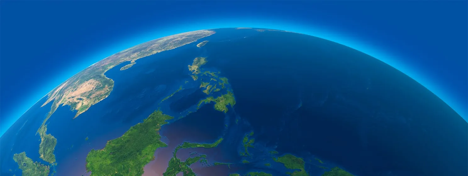 Satellite view of Southeast Asia