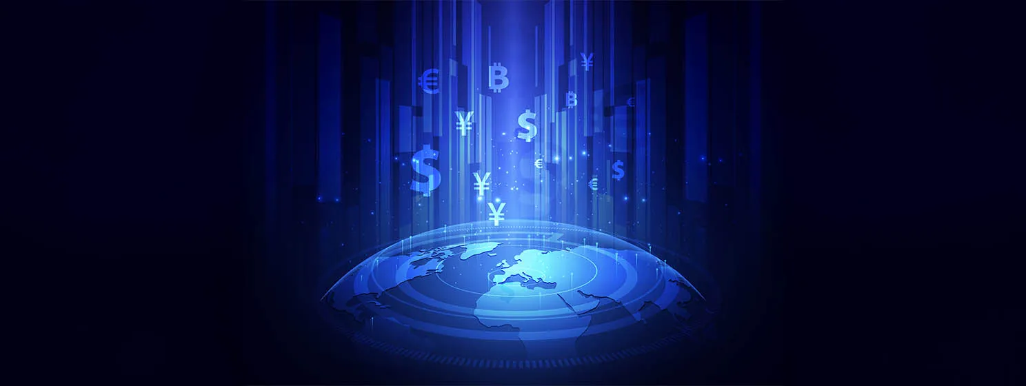 Money transfer. Global Currency. Stock Exchange. Stock vector illustration.