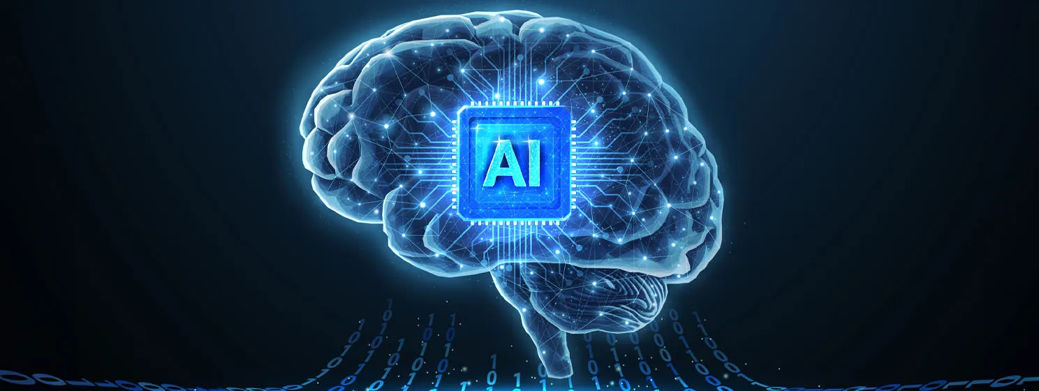 Brain and AI chip illustration
