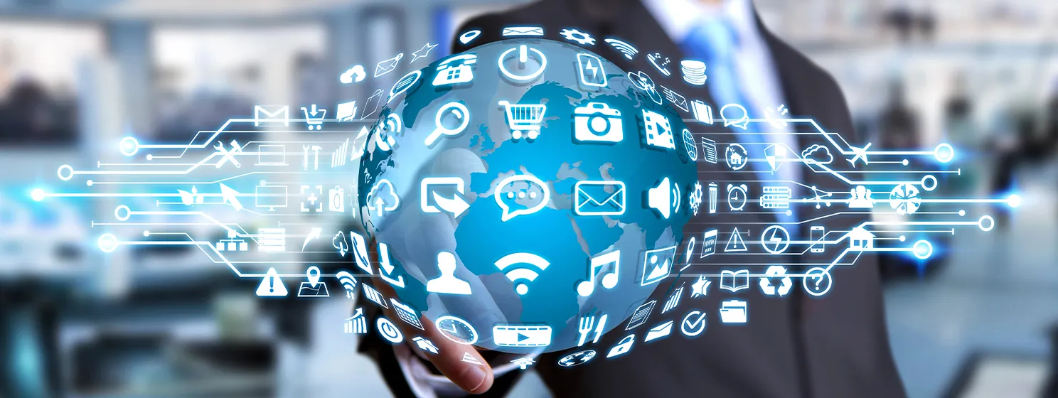 digital world with web icons