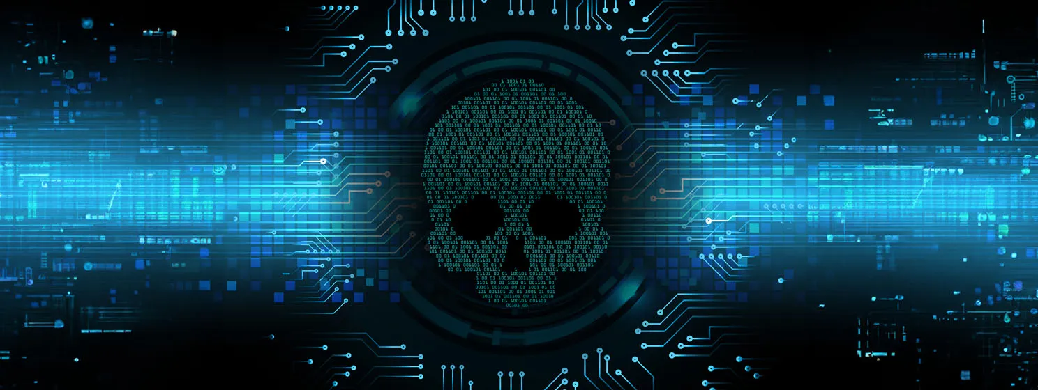 Skull cyber circuit future technology concept background