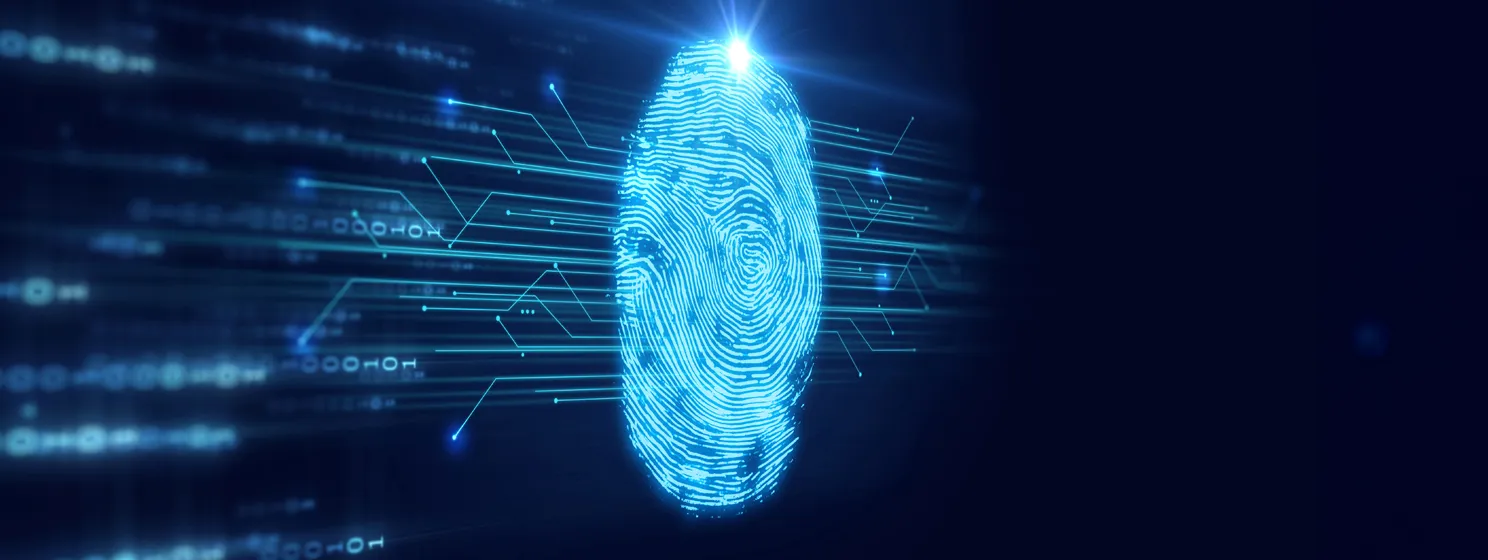 Fingerprint Scanning on blue technology Illustration