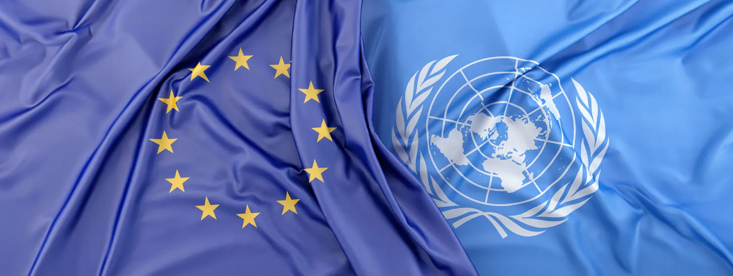 European Union and United Nations flags