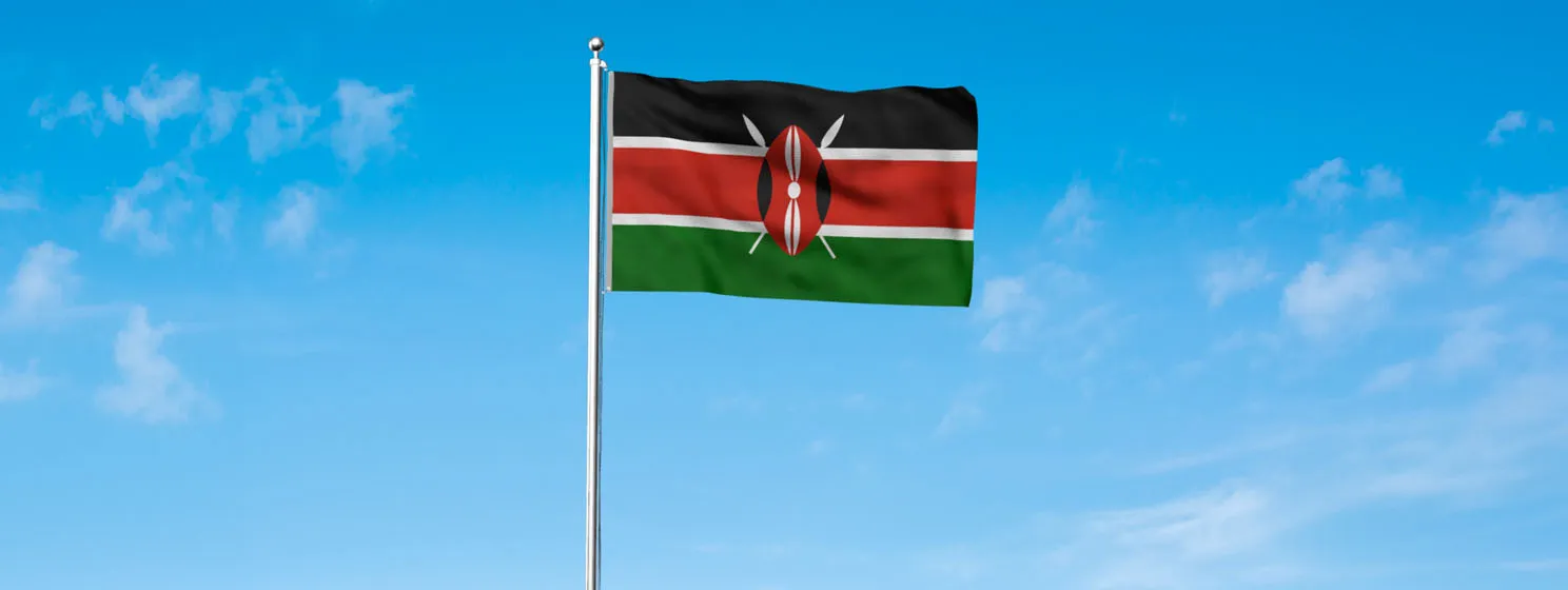 Flag of Kenya over sky background