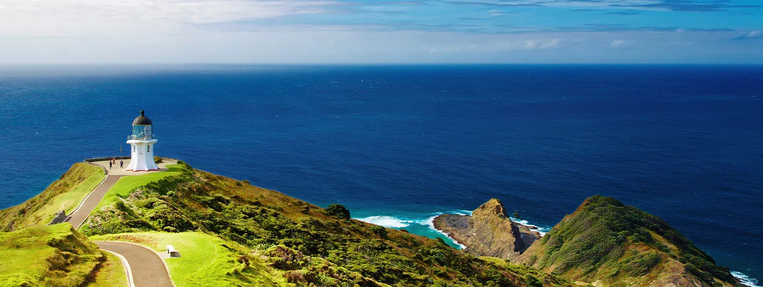 Cape Reinga Lighthouse, New Zealand skyline