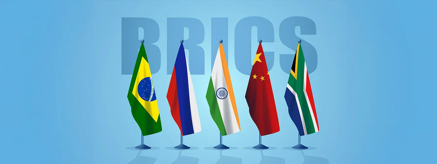 Vector illustration of flags of the BRICS countries.