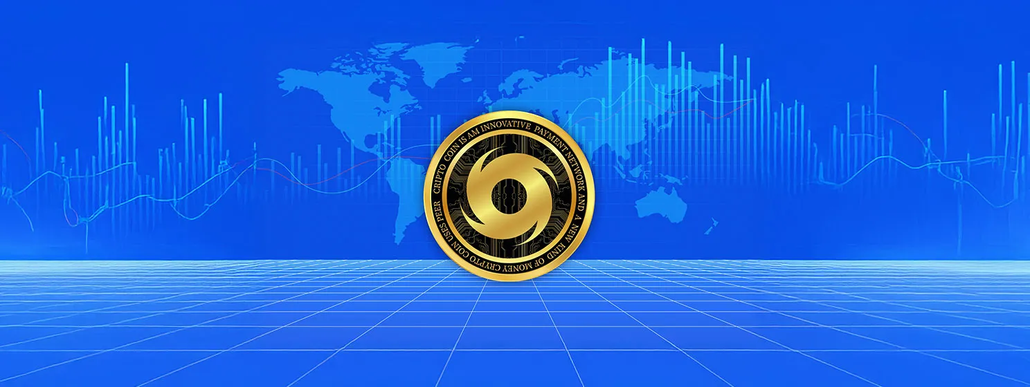 Tornado cash coin on on digital background with map