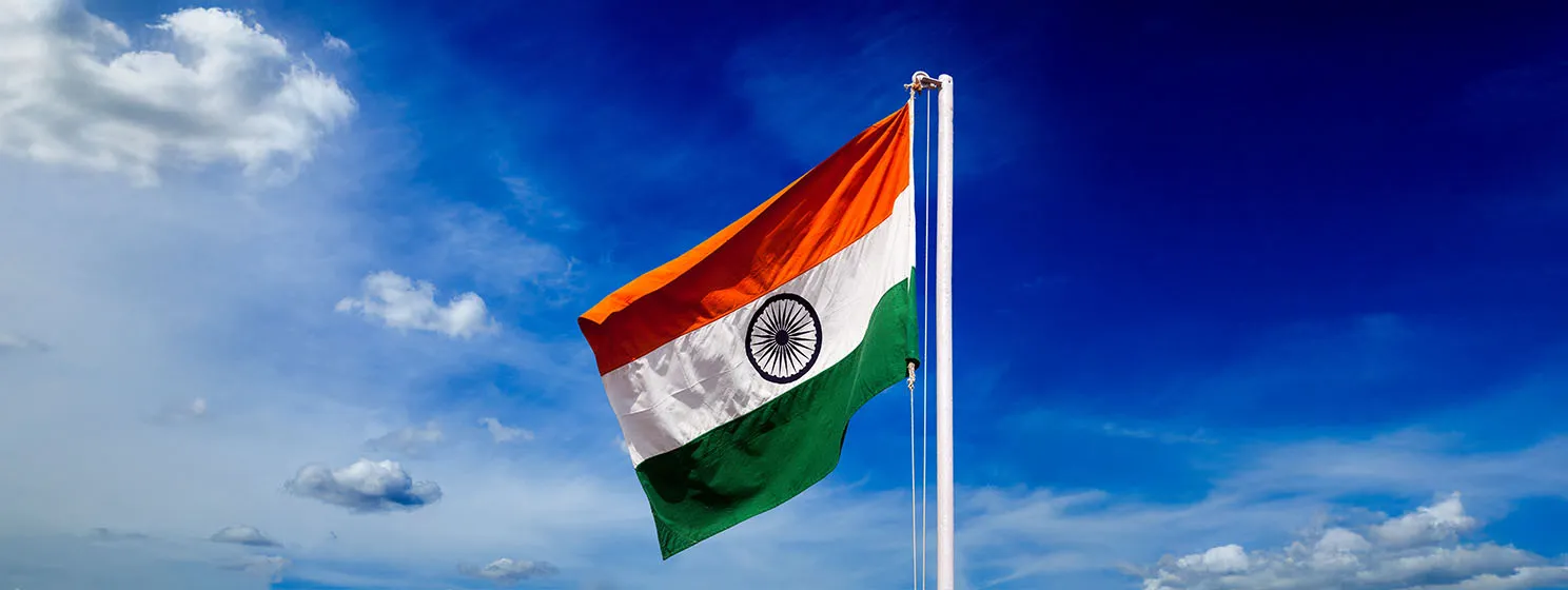 Indian flag with blue Sky in Background.