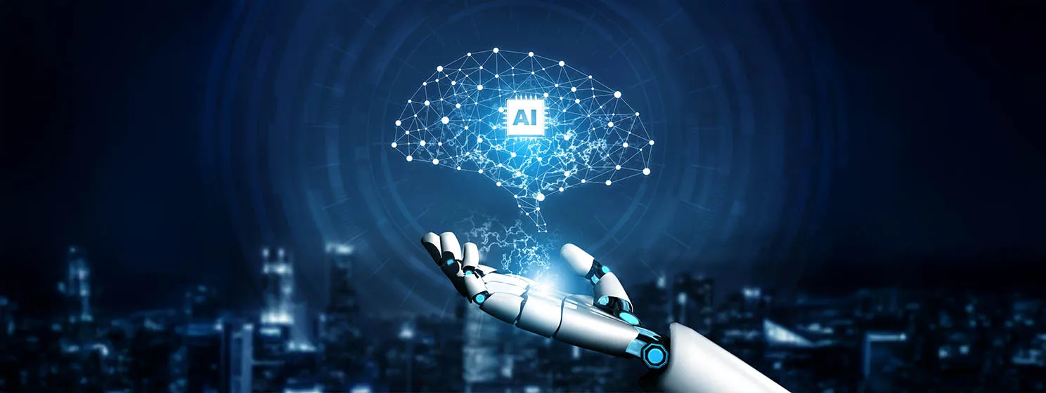 3D Rendering futuristic robot technology development, artificial intelligence AI.