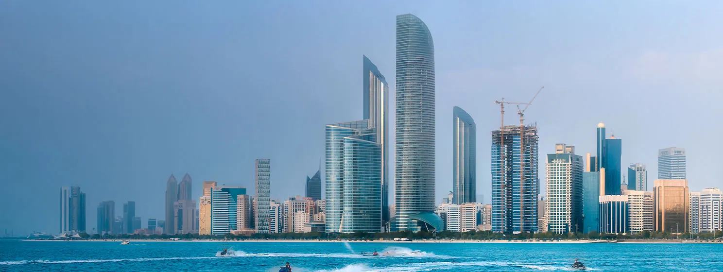 View of Abu Dhabi Skyline at day time, UAE