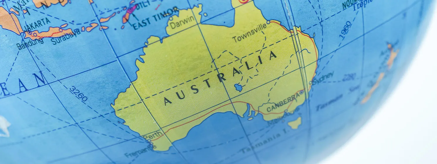 Australia map, globe