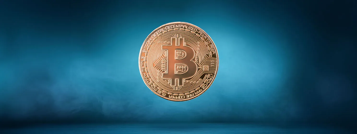 Bitcoin on a blue background