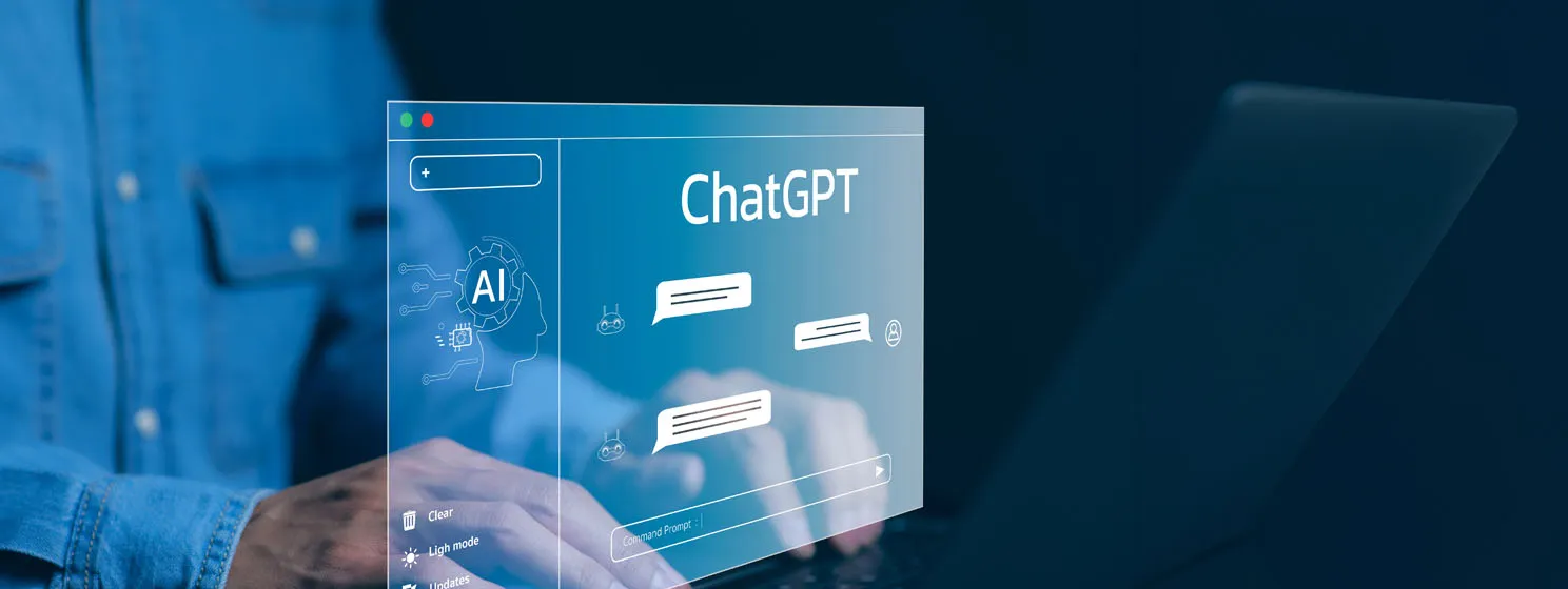 ChatGPT on a laptop screen, AI tech concept