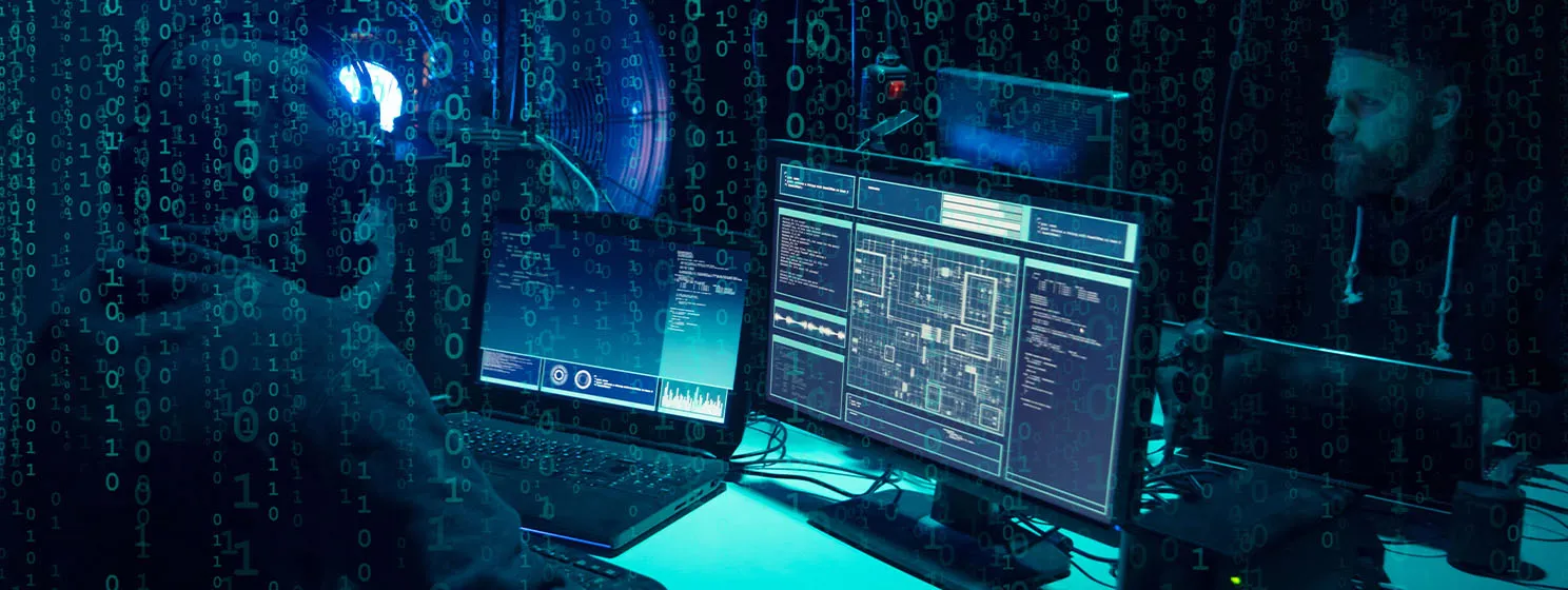 Cyber attack, system breaking and malware concept