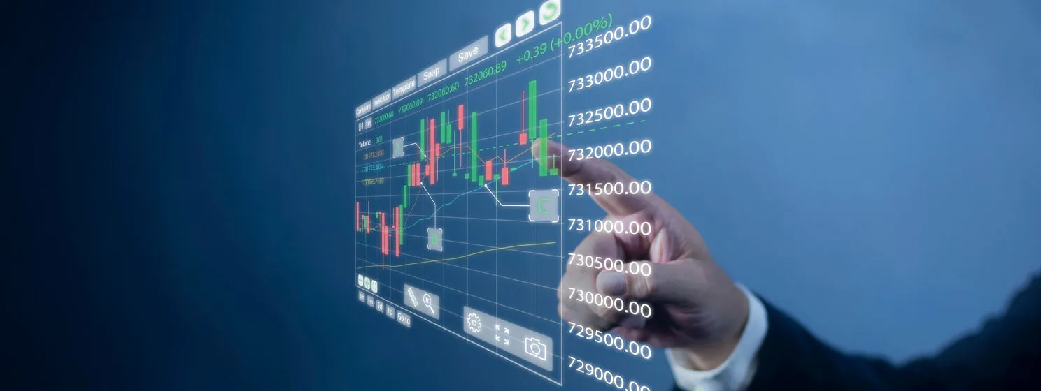 Businessman analyzing forex trading graph financial data