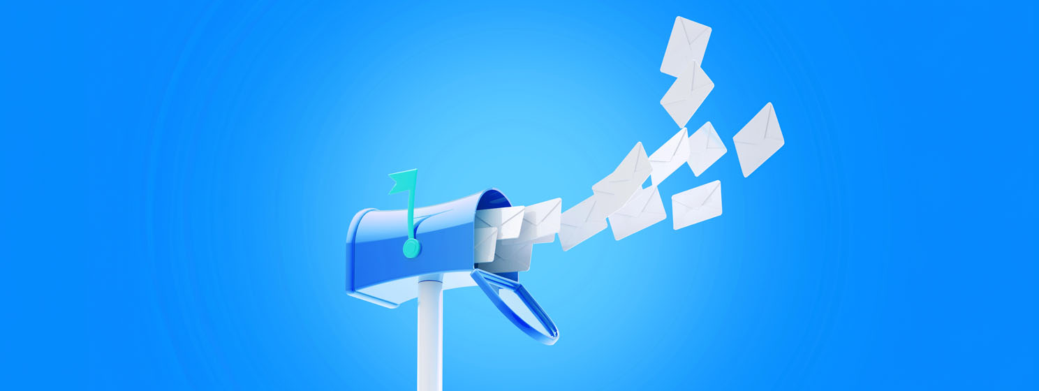 Mailbox with a flock of glossy letters