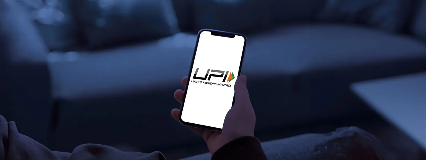 Unified Payments Interface logo on a mobile phone