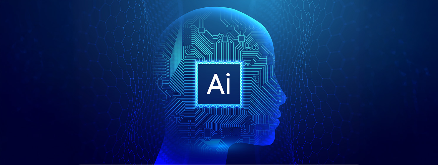 AI head visualization with a circuit board design, emphasizing artificial intelligence and modern technology integration.